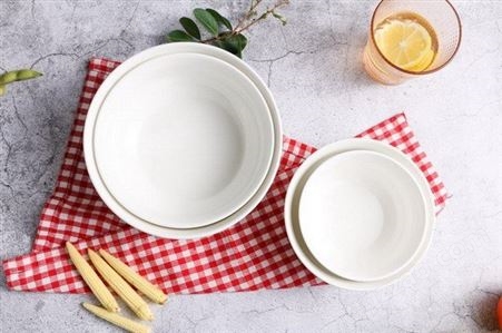 西式饭店酒店陶瓷碗批发 纯白色圆形新骨瓷饭碗面碗汤碗家用饭碗 金钟碗