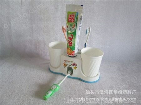 []自动挤牙膏器带牙刷架 台式挂式两用塑料牙刷架