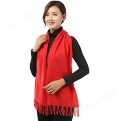 大双面绒围巾中国红围巾