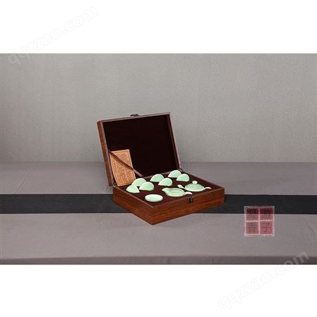 龙泉青瓷 10头思念梅子青整套功夫茶具泡茶工具礼盒包装复古茶具日常送礼