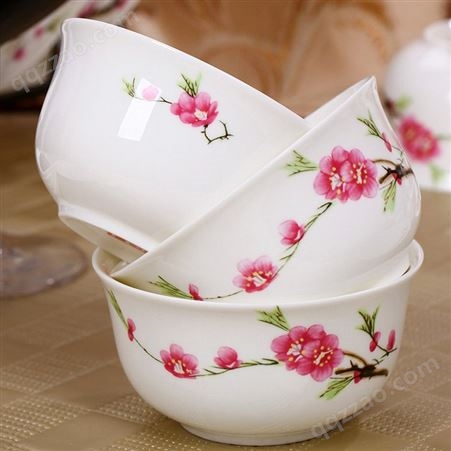 乔迁赠送陶瓷餐具套装 碗碟家用 骨瓷碗盘组合 56头水点桃花