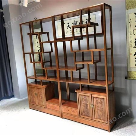 架 实木中式南榆木古董架家具 茶叶茶室展示柜置物