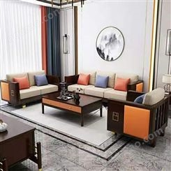 新中式橡木沙发 新中式沙发背景墙 沙发新中式 新中式沙发定做