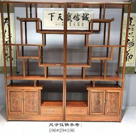 qh-001架 实木中式南榆木古董架家具 茶叶茶室展示柜置物
