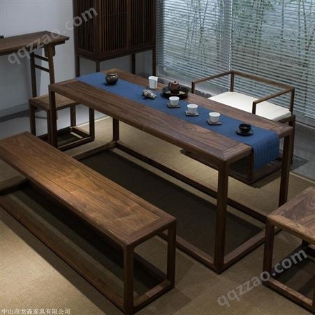 湛江 南美胡桃木茶桌价格 茶桌椅组合 新中式实木茶桌