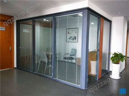 玻璃隔墙 内钢外铝玻璃隔断 内钢外铝型材 双层透明玻璃 磨砂玻璃