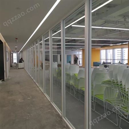 FH008办公室钢化玻璃高隔断墙  铝合金屏风带百叶隔音墙 全钢防火玻璃定制