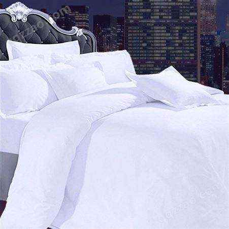 星级酒店布草 四件套 床上用品 60支纯棉 白色贡缎 被套被罩 酒店用品