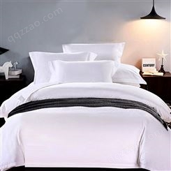 可定制 星级酒店布草 白色贡缎床单被套 宾馆床上用品 四件套 厂家批发