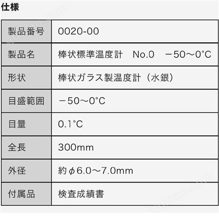 Sksato佐藤计量器制作所 棒状标准温度计0110-00