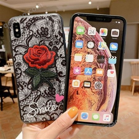苹果11pro max手机壳 蕾丝玫瑰手机饰品保护套