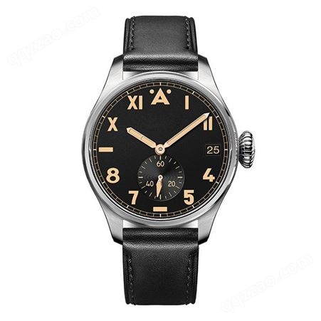 国美时 设计师款 定制 铆钉定位绒面真皮表带 夜光手表 复古时尚 日历计时 男士腕表