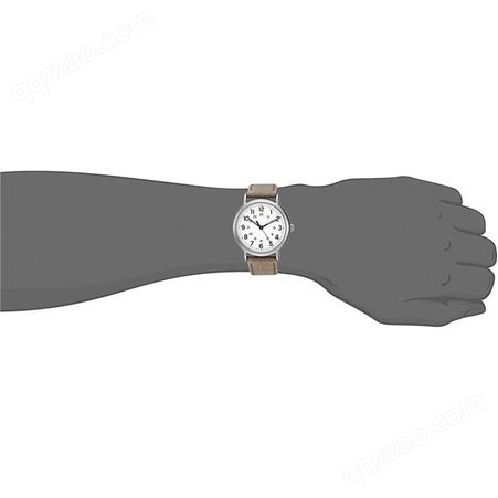 国美时 经典银色手表 男士石英手表 低调卡其色帆布表带 喷砂不锈钢手表 日本2035机芯