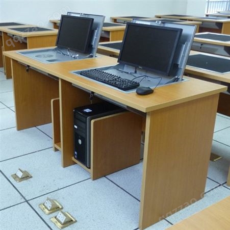 托克拉克铁路电教室电脑桌工厂供应显示器翻转电脑课桌机房新型桌