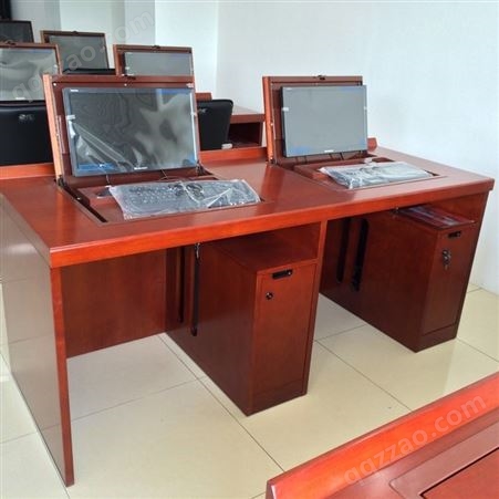 托克拉克嵌入式电脑桌翻转电脑可桌多媒体机房新款隐藏学生桌子
