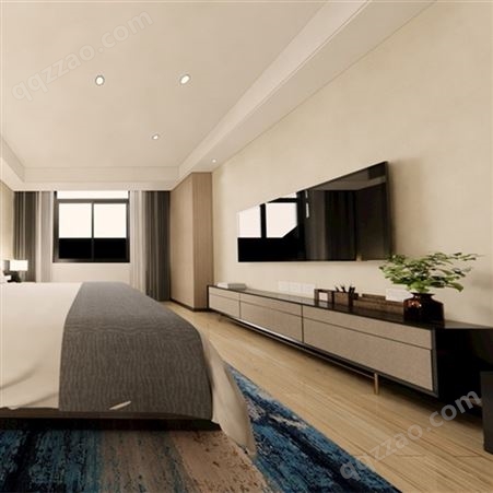 经济酒店板式床 简约软包卧室双人床 实木床头柜 全屋酒店家具定制