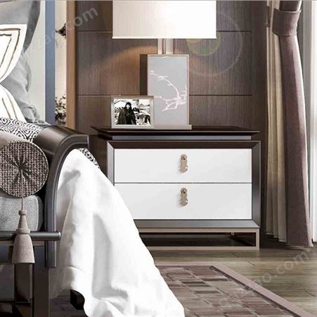 吉林新中式双人床 现代中式实木轻奢定制 简约别墅样板房卧室婚床禅意家具