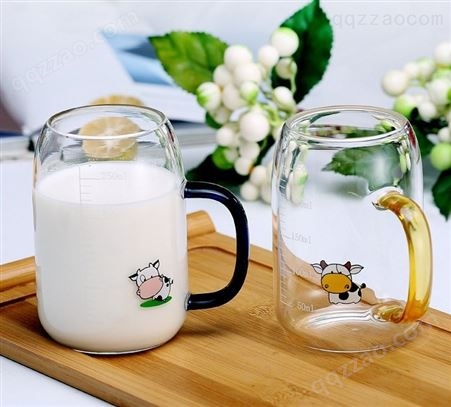 彩色玻璃把杯  高鹏硅早餐杯  异形玻璃杯  耐热牛奶杯  儿童冲泡奶粉杯子