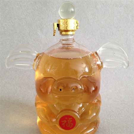 猪形泡酒器  异形酒瓶  玻璃空酒瓶 猪形泡酒器 人参酒瓶  生肖玻璃瓶