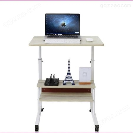 迅想 超大床边电脑桌 白枫木带置物柜懒人可移动升降笔记本电脑桌客厅沙发边笔记本电脑桌站立式办公桌4047